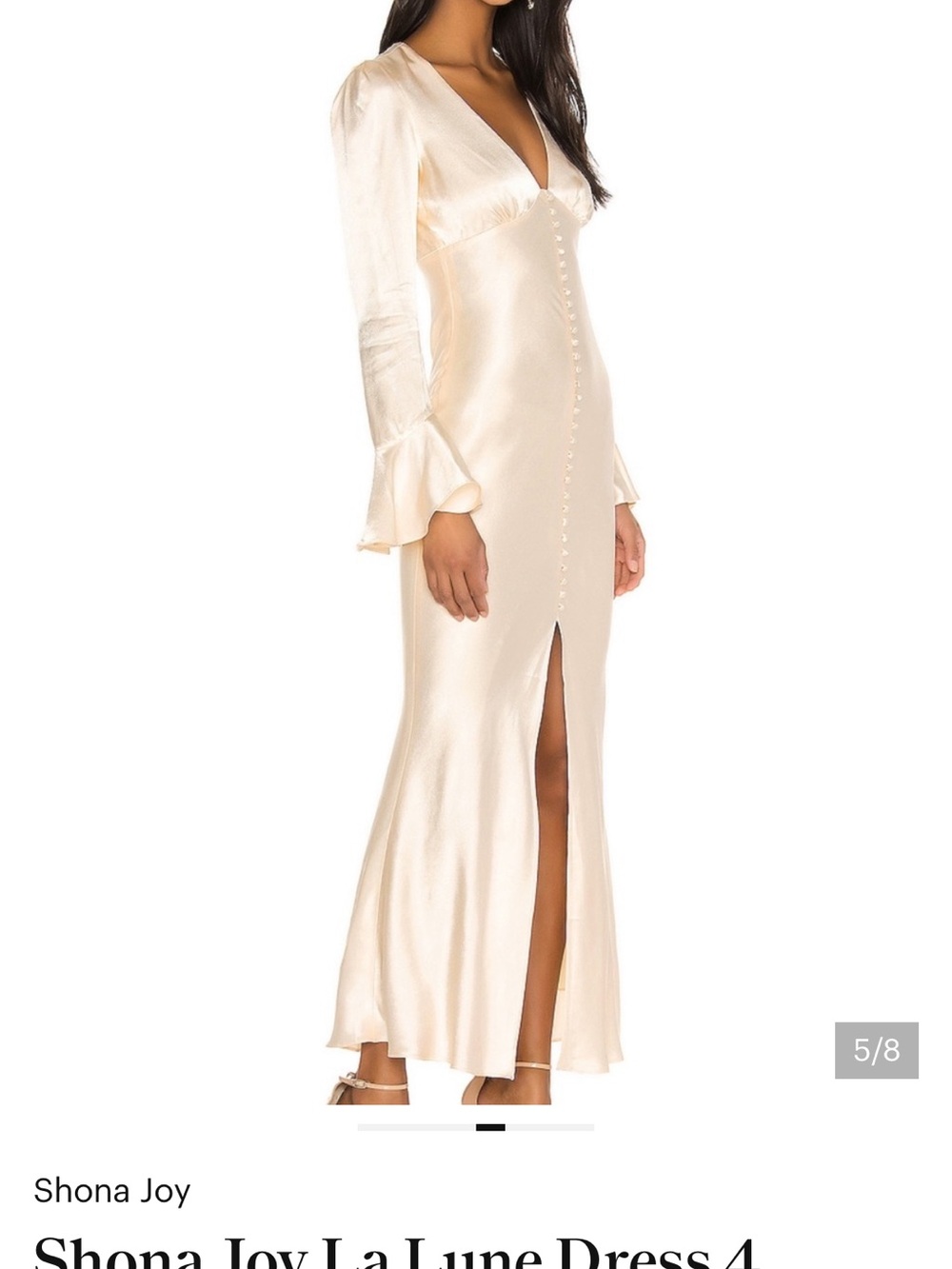 Shona Joy Satin Button-Front Maxi Dress in Ivory